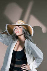Brandi Straw Boater Sun Hat in White