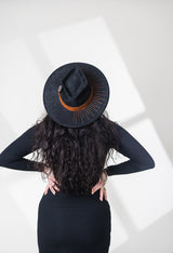 Stevie Black Suede Embroidered Rancher Hat