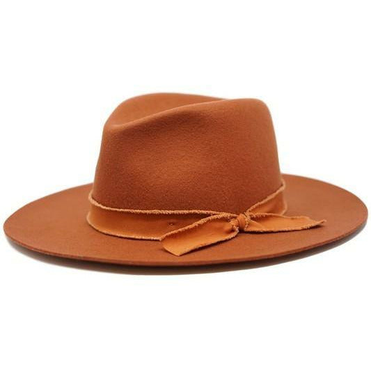 Donna Stiff Brim Fedora Hat in Rust