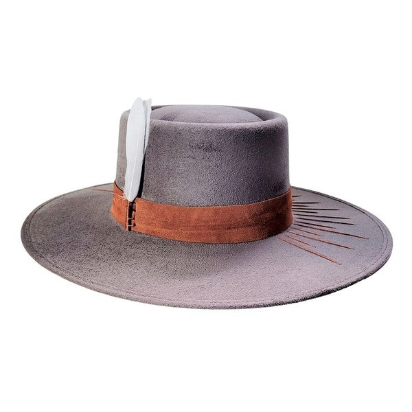 grey embroidered suede rancher hat