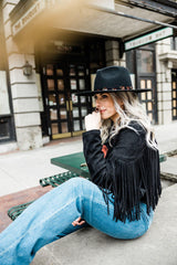Billie Rancher Hat In Black with Feather Band - Ceohatclub