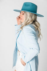 Billie Rancher Hat In Powder Blue - Ceohatclub