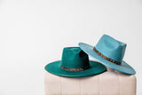 Billie Rancher Hat In Emerald Green with Feather Band - Ceohatclub