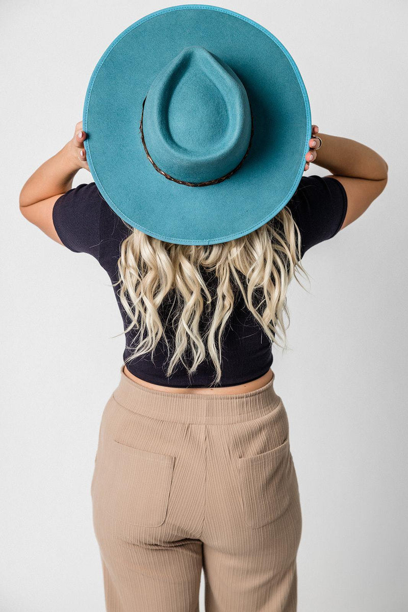 Powder Blue Rancher Hat with Feather Band